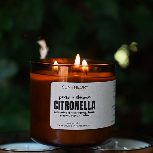 close up on a citronella candle burning